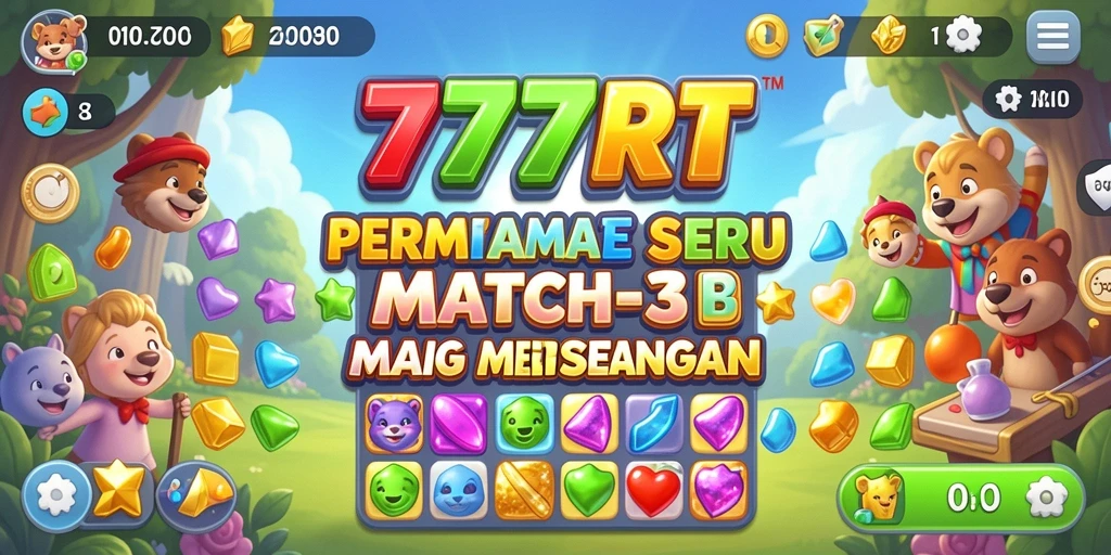 Gameplay 777RT yang penuh warna dan seru saat mencocokkan elemen.