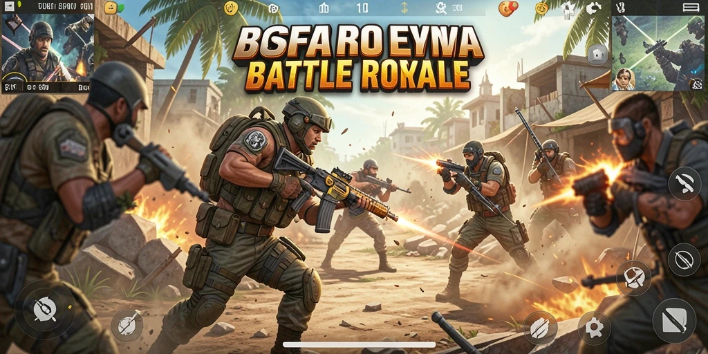 Tampilan intens gameplay Battle Royale BOS01 saat bertarung dengan pemain lain.