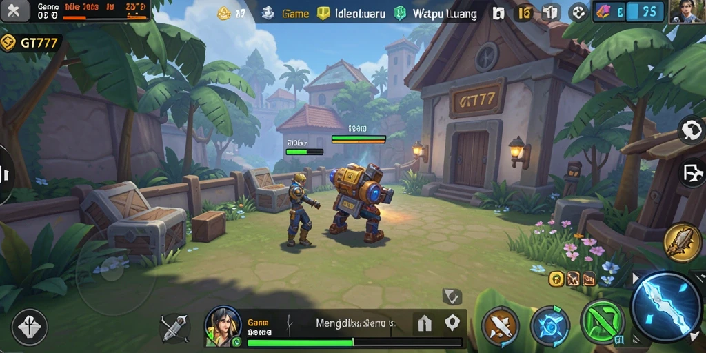 Tampilan gameplay <strong>GT777</strong> yang menunjukkan kemajuan karakter Idle.