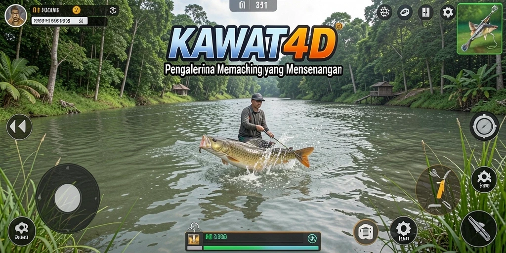 Tampilan gameplay KAWAT4D yang mendebarkan saat memancing di laut.