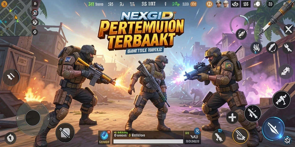 Screenshot NEXGID menampilkan aksi seru dalam pertempuran Battle Royale.