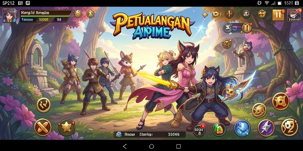 Tampilan gameplay SP212 yang penuh aksi dan warna-warni.
